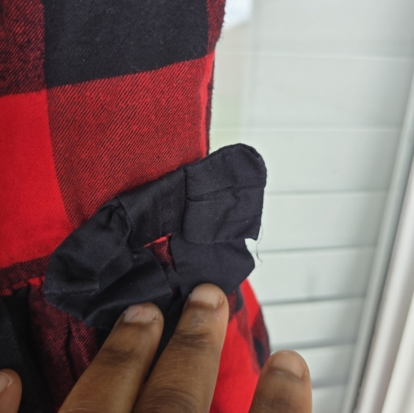 Carter's Kid Red Black Plaid Girls Dress Sz 5 Lined 100% Cotton Side Bows - Picture 8 of 13